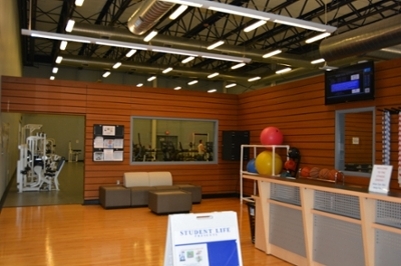 Fitness center entrance welcomes students and employees
